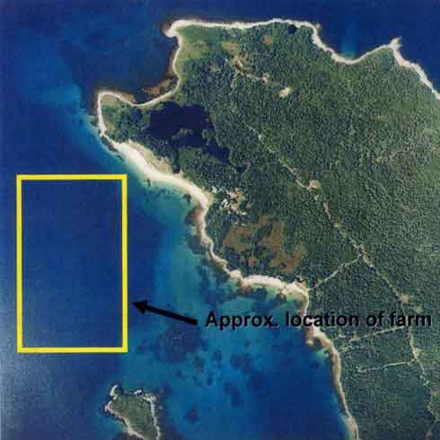 Aerial showing proposed farm location